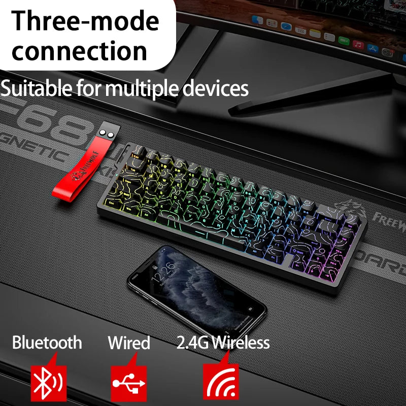 Magnetic Switch Gaming Keyboard – Attack Shark X68HE / FreeWolf F68 / F68 Pro, 8K Wired / 1K Wireless, RGB, Rapid Trigger, Hall Effect