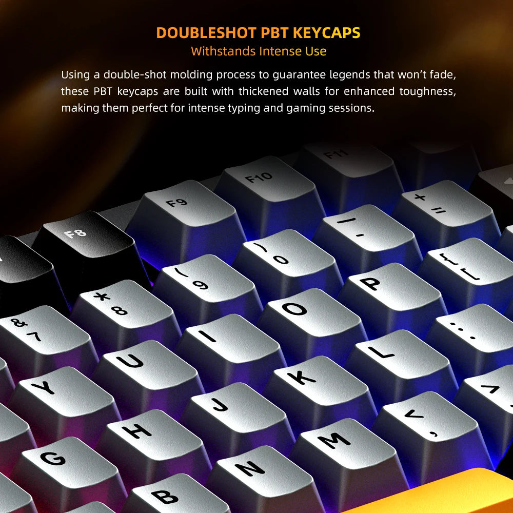 Machenike K600-B82W Mechanical Keyboard – 75% ANSI Layout, Gasket Mounted, RGB Backlit, Tri-Mode Wireless Gaming Keyboard
