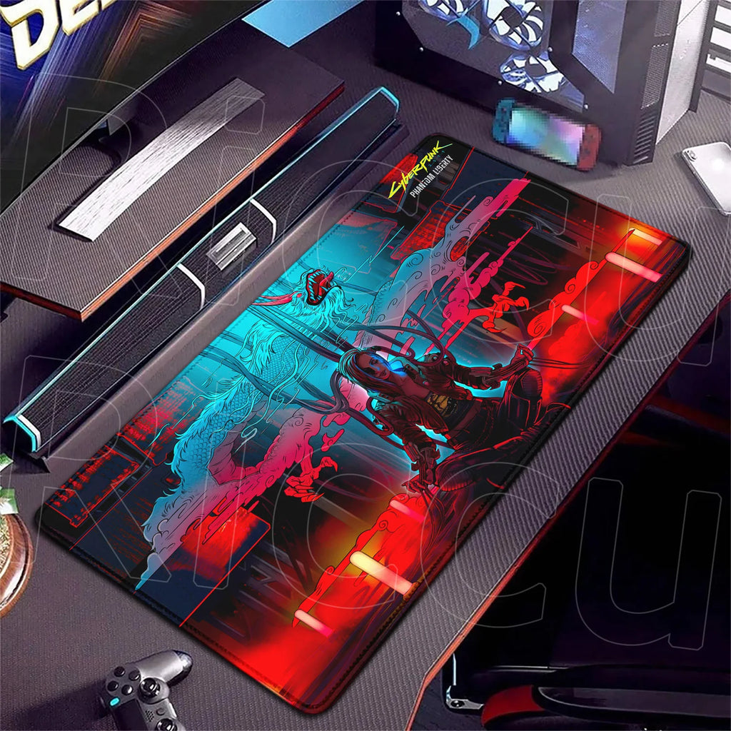 900x400mm HD Print Anime C-Cyberpunks Style Keyboard Mousepad XXL Large Computer Gamer Stitch Edge Rubber Non-slip Base Desk Mat