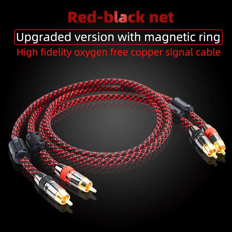 Hi-Fi 2RCA to 2RCA Audio Cable – High Quality 4N OFC, Male-to-Male RCA Cable, Independent Main-Core Shielding, One Pair