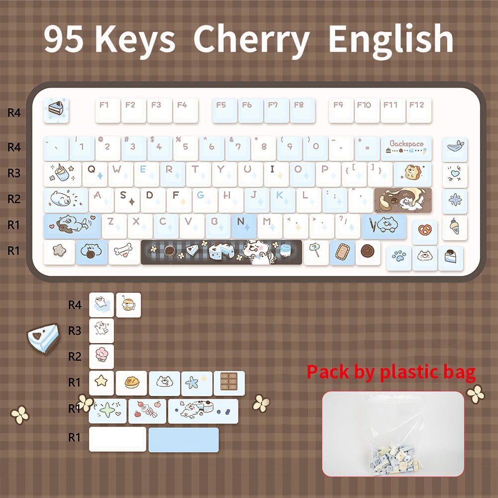 95 Keys Cherry Profile PBT Keycaps – Spark Conference Theme, for Gaming Mechanical Keyboard 61/64/68/75-Key Layouts, AULA F75 Compatible