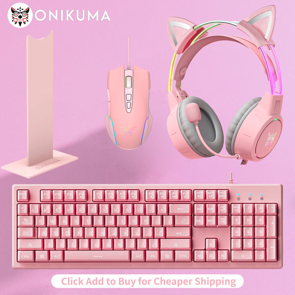 ONIKUMA RGB Gaming Headset – Detachable Cat Ears, Wired, Noise-Canceling Mic, Esports Style