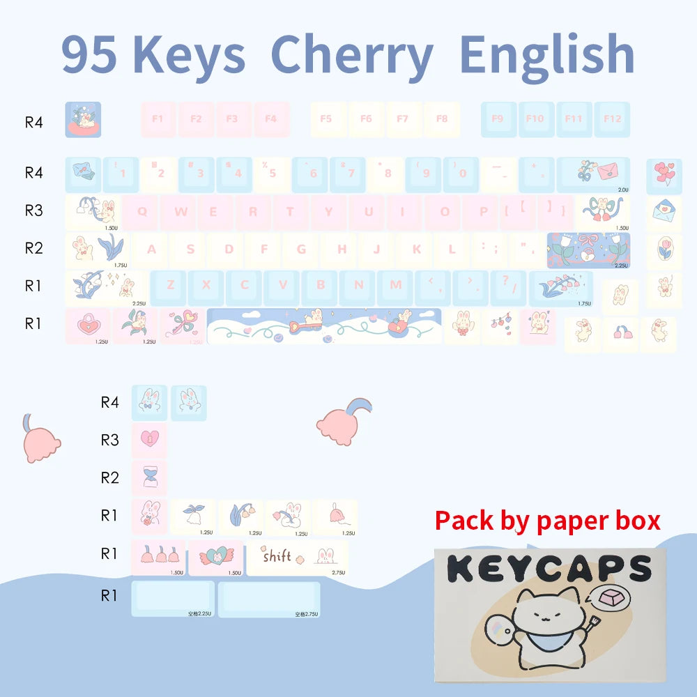 95 Keys Cherry Profile PBT Keycaps – Spark Conference Theme, for Gaming Mechanical Keyboard 61/64/68/75-Key Layouts, AULA F75 Compatible