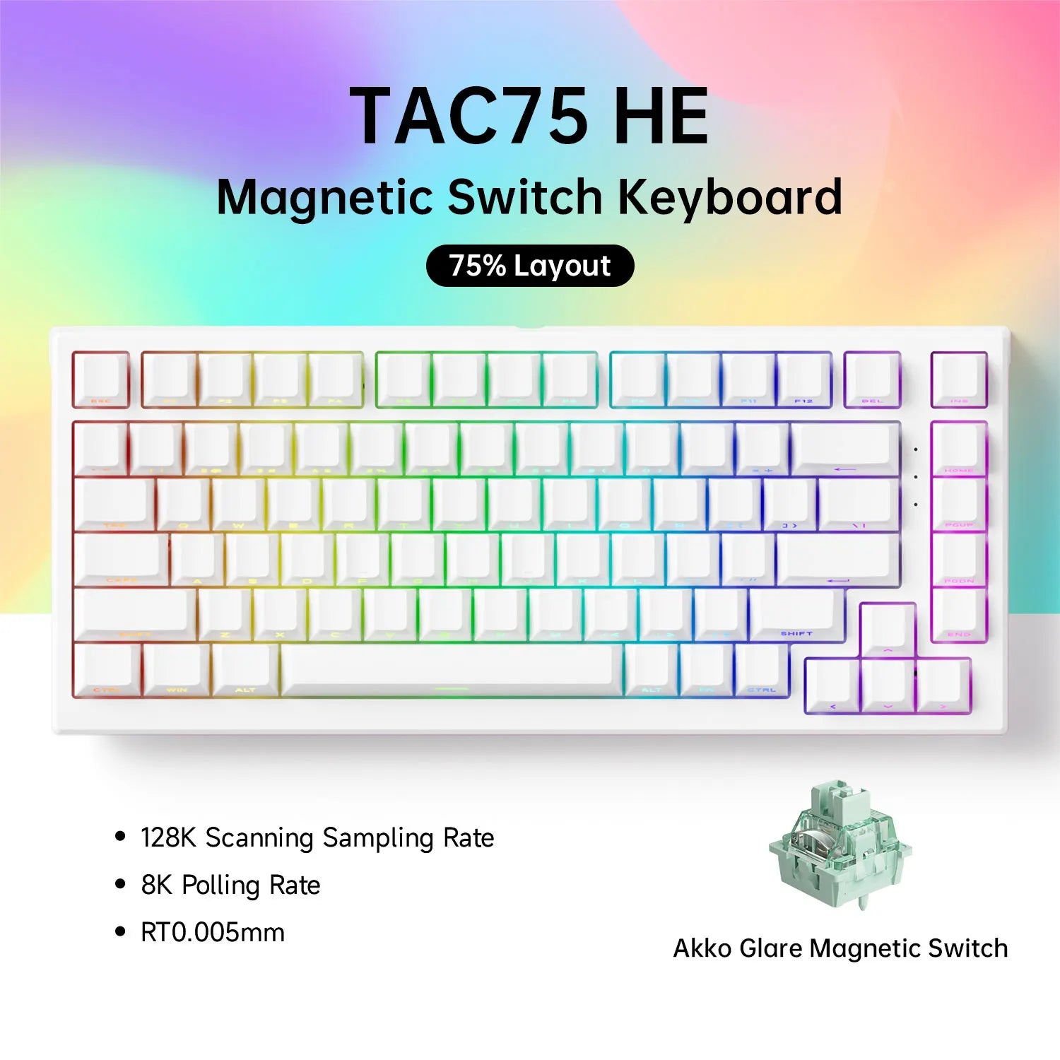 AKKO TAC75 HE Magnetic Switch Keyboard – 75%, Rapid Trigger 0.005mm, 8K RGB, Wired Esports Custom Gaming Keyboard