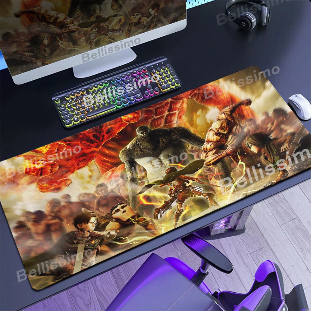 Anime Attack On Titan Mouse Pad Computer Non-slip Gaming Mousepad XXL Locking Edge Game PC Laptop Keyboard Mouse Mat Desk Carpet