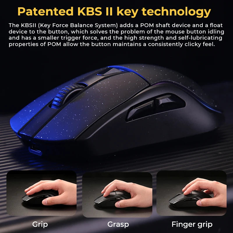 DAREU Tri-Mode Gaming Mouse – Bluetooth / Wired / 2.4G, Charging Base, KBS Buttons, for Laptop & PC Gamers