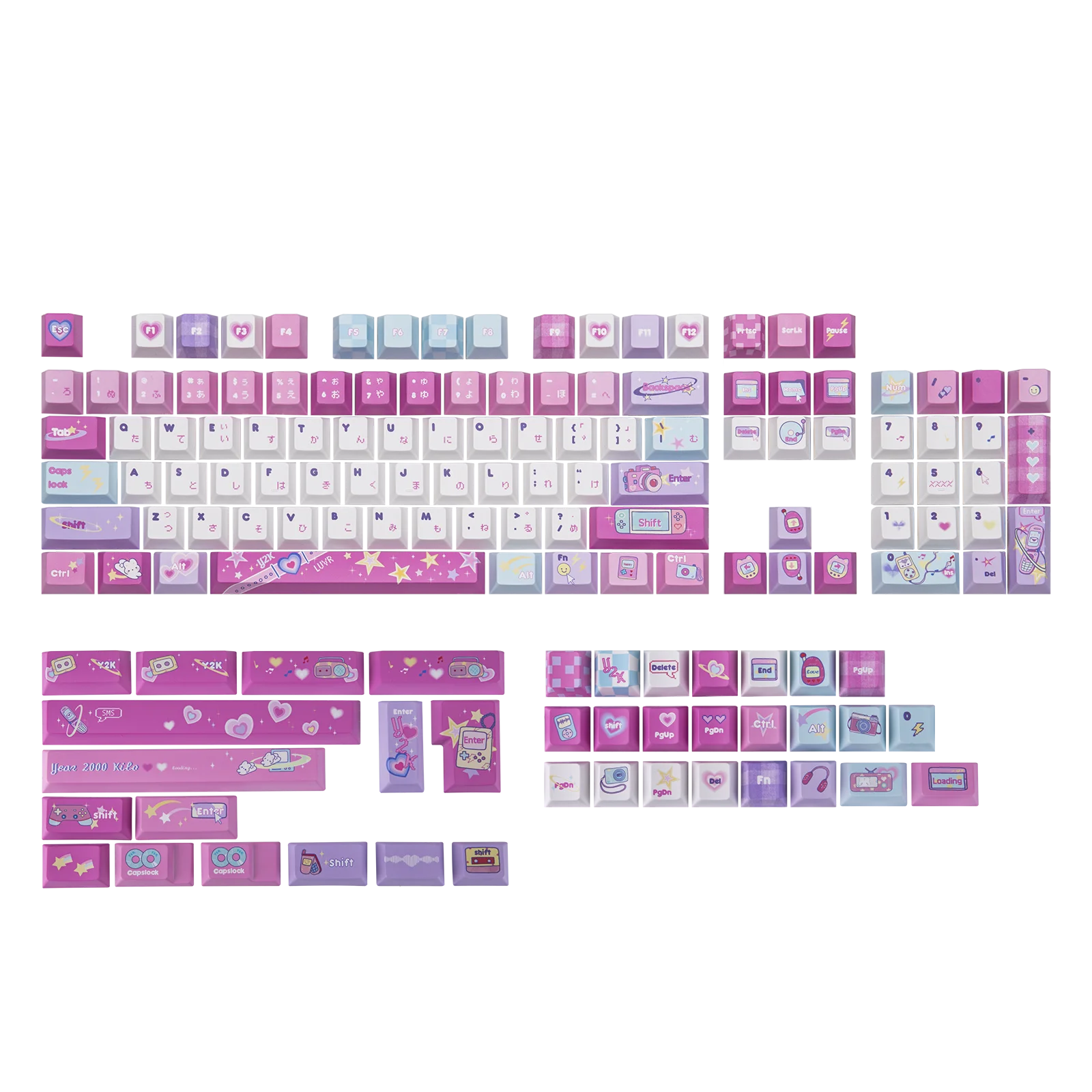 KiiBOOM × Elyxirine Digital Dreams (Pastel Y2K) Keycap Set – 144 Keys, MOA / Cherry Profile, for 60% / 65% / 75% / TKL / Full-Size Keyboards