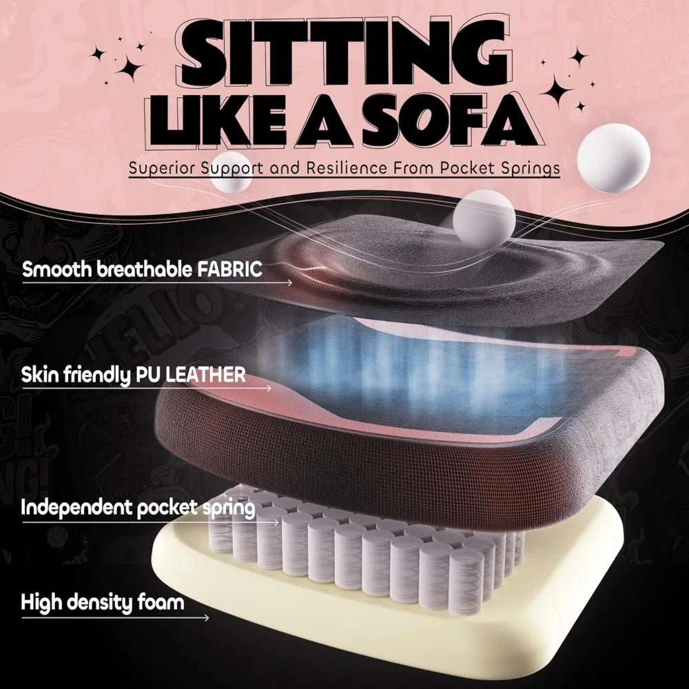 Pink Gaming Chair, Cute Cat Ear Claw Waist Pad, Ergonomic Computer Chair with Footrest, Reclining Computer Gaming Chair