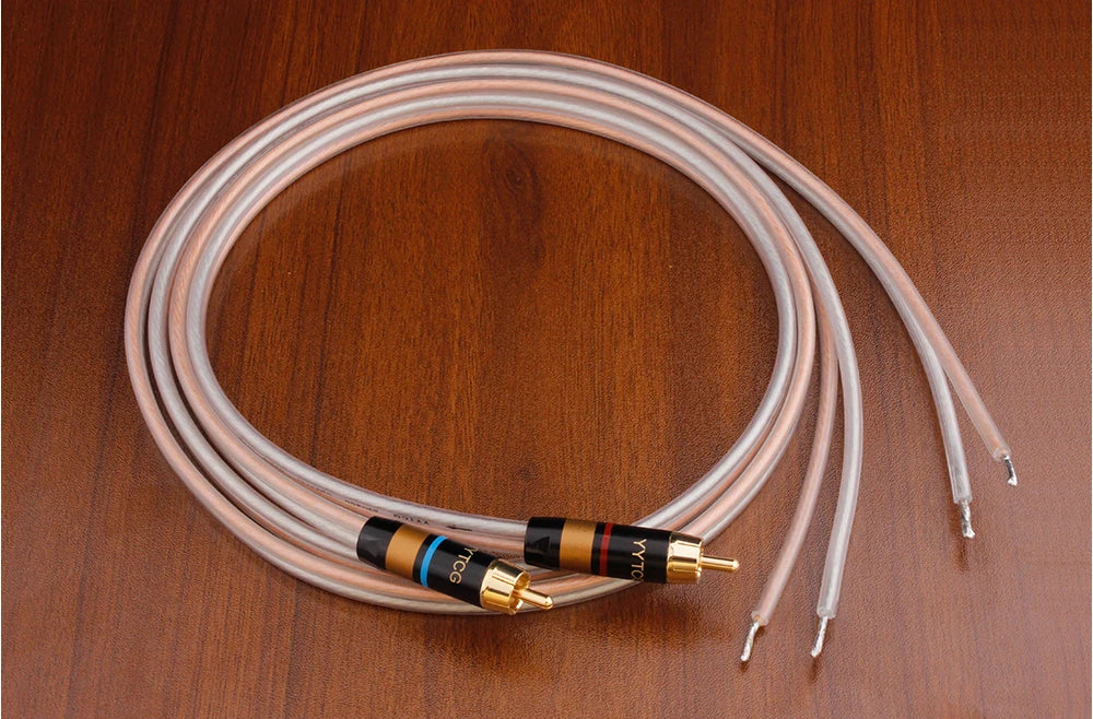 Hi-Fi RCA Speaker Cable – Bare Wire with Replaceable Plug, Speaker Wire to RCA Plug Connector Adapter, RCA to Bare Wire