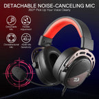 Redragon H730 USB Wired Gaming Headset – 53mm Drivers, 360° Spatial Sound, Detachable Noise-Canceling Mic