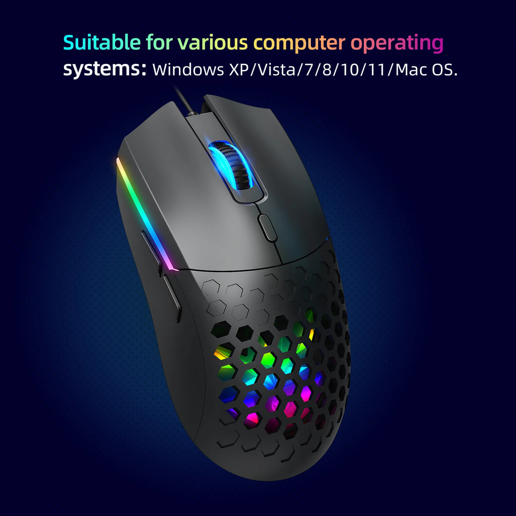 HXSJ S500 Optical Gaming Mouse – Lightweight Ergonomic Design, Wired USB, Plug & Play, for Laptop & Desktop PC