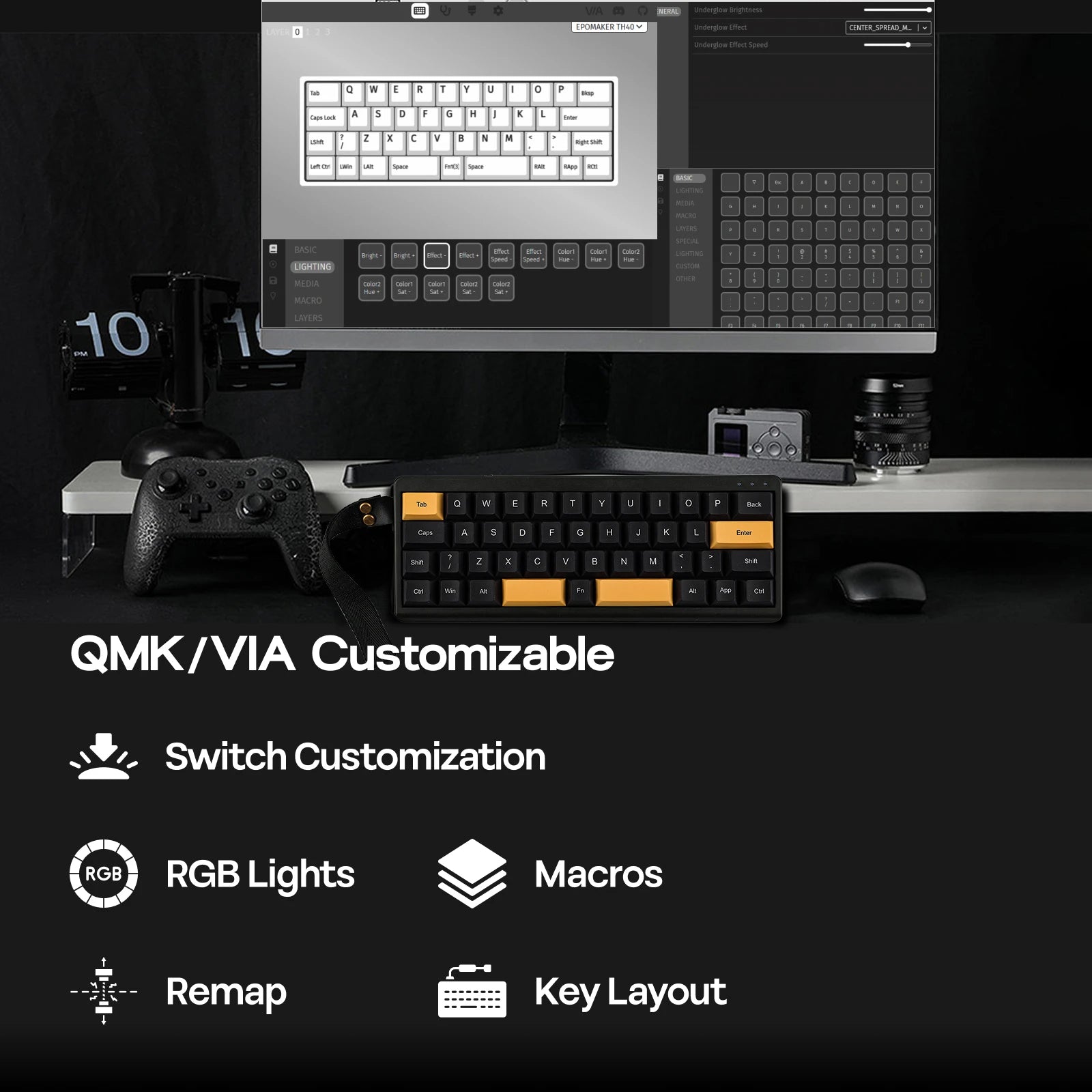 EPOMAKER TH40 Mechanical Keyboard – 40% Layout, QMK/VIA, Hot-Swap, Gasket-Mounted, Wired / Bluetooth / 2.4G Wireless