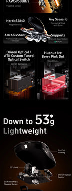 ATK Dragonfly A9 Series Wireless Gaming Mouse – Tri-Mode Connection, PAW3950 Sensor, Nordic 52840 Chip, 8K Polling Rate, 53g Lightweight, for Laptop & PC Gaming