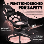 Pink Gaming Chair, Cute Cat Ear Claw Waist Pad, Ergonomic Computer Chair with Footrest, Reclining Computer Gaming Chair