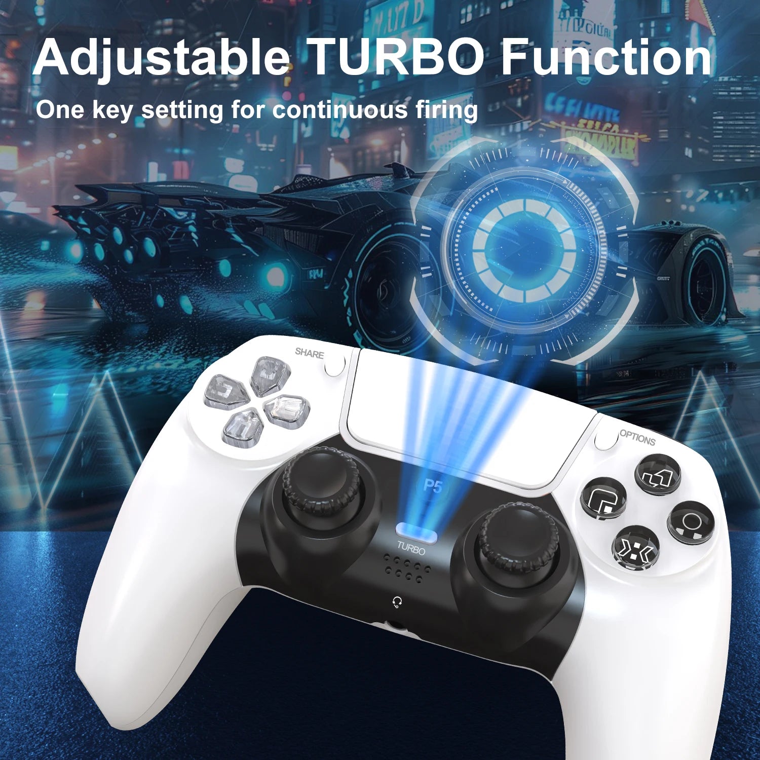 GAMINJA P50A Wireless Game Controller For PS5/PC Transparent Crystal buttons Six Axis Gyroscope With Touchpad Ergonomic