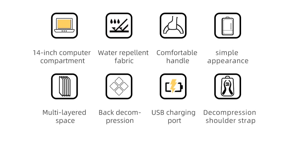 Heroic Knight Business Backpack - 14" Laptop, Waterproof, USB Charging, Multifunctional Travel Backpack