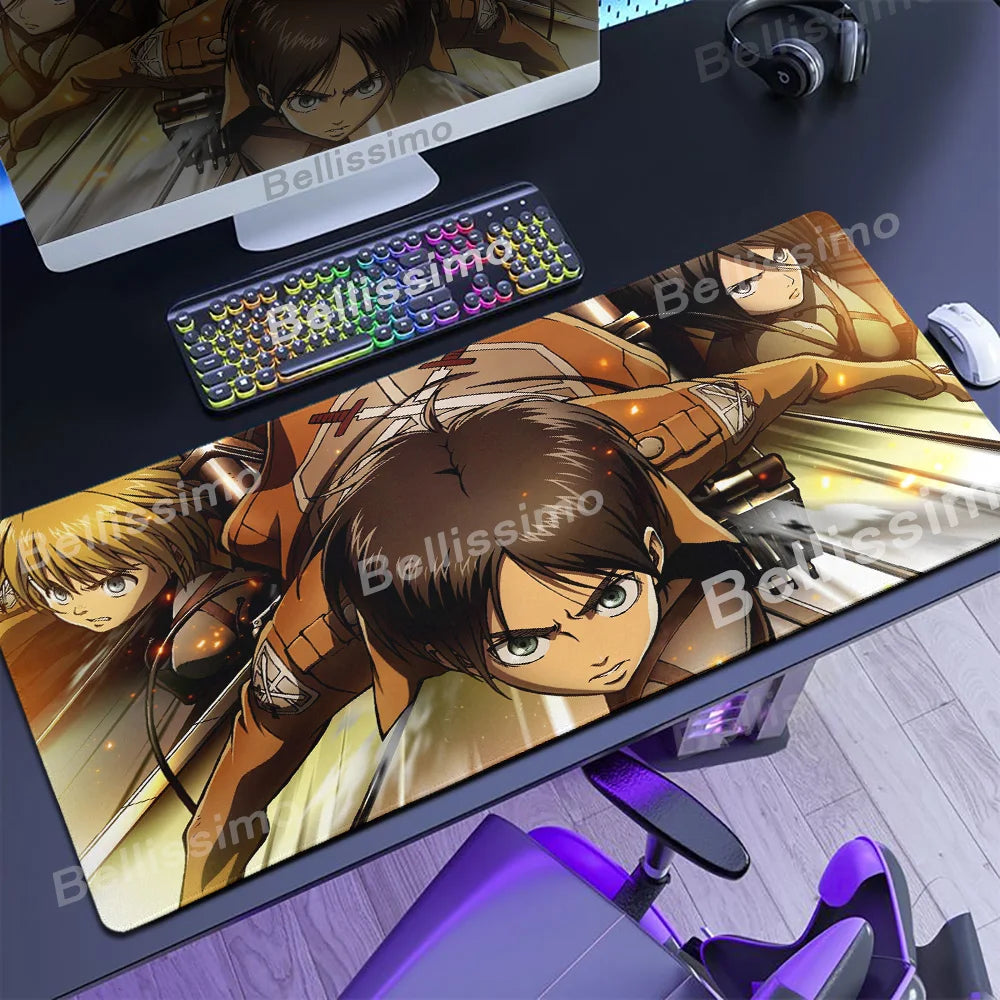 Anime Attack On Titan Mouse Pad Computer Non-slip Gaming Mousepad XXL Locking Edge Game PC Laptop Keyboard Mouse Mat Desk Carpet