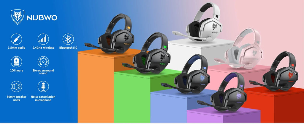 NUBWO G06 Dual Wireless Gaming Headset – 2.4GHz & Bluetooth 5.3, Mic, Multi-Platform