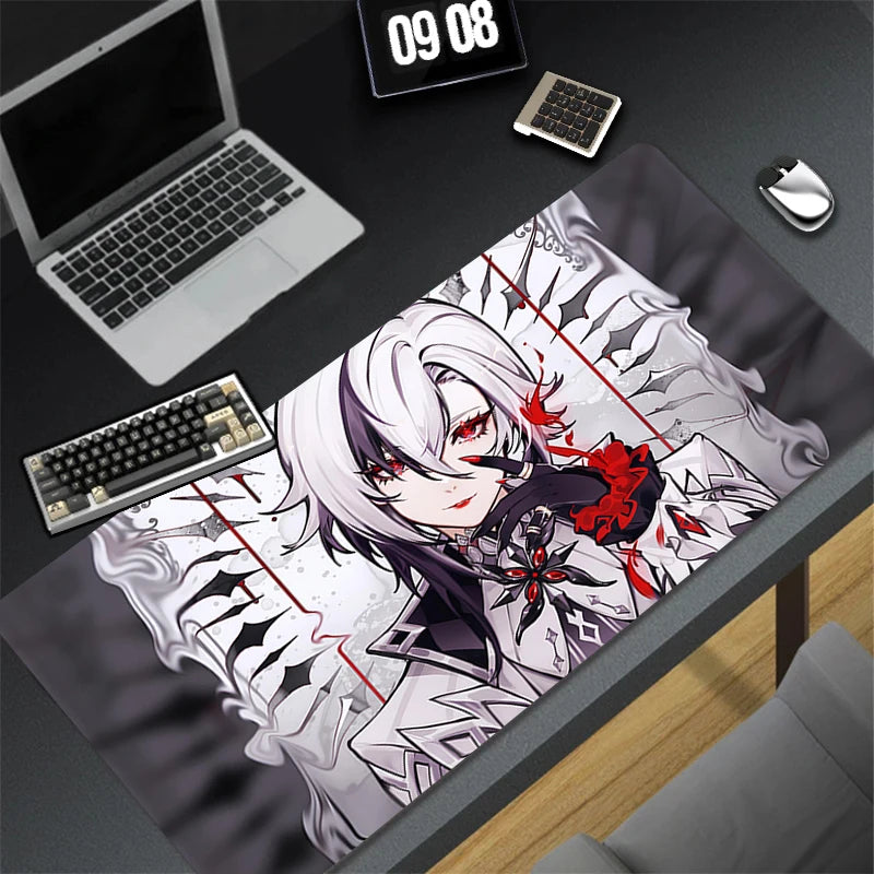 Genshin Impact Arlecchino Mouse Pad Anime Cartoon Girl Keyboard Rug PC Gaming Accessories Mousepad Laptop Speed Desk Mat Carpet