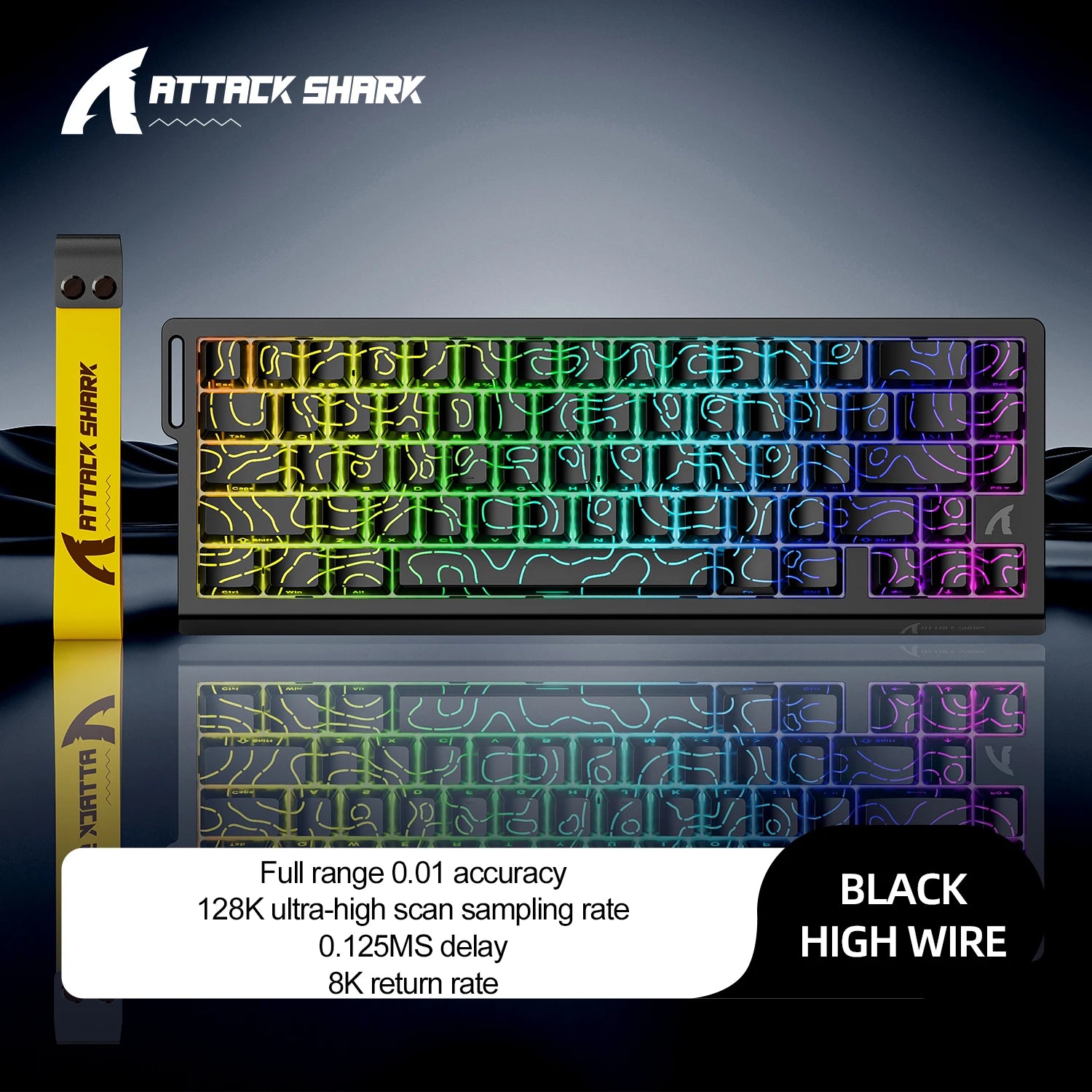 ATTACK SHARK X68HE Magnetic Mechanical Keyboard – Red Switch, Wired, 0.01mm Rapid Trigger, 8000Hz, SOCD/RS, 0.125ms, 128K Rate