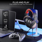 Redragon H730 USB Wired Gaming Headset – 53mm Drivers, 360° Spatial Sound, Detachable Noise-Canceling Mic