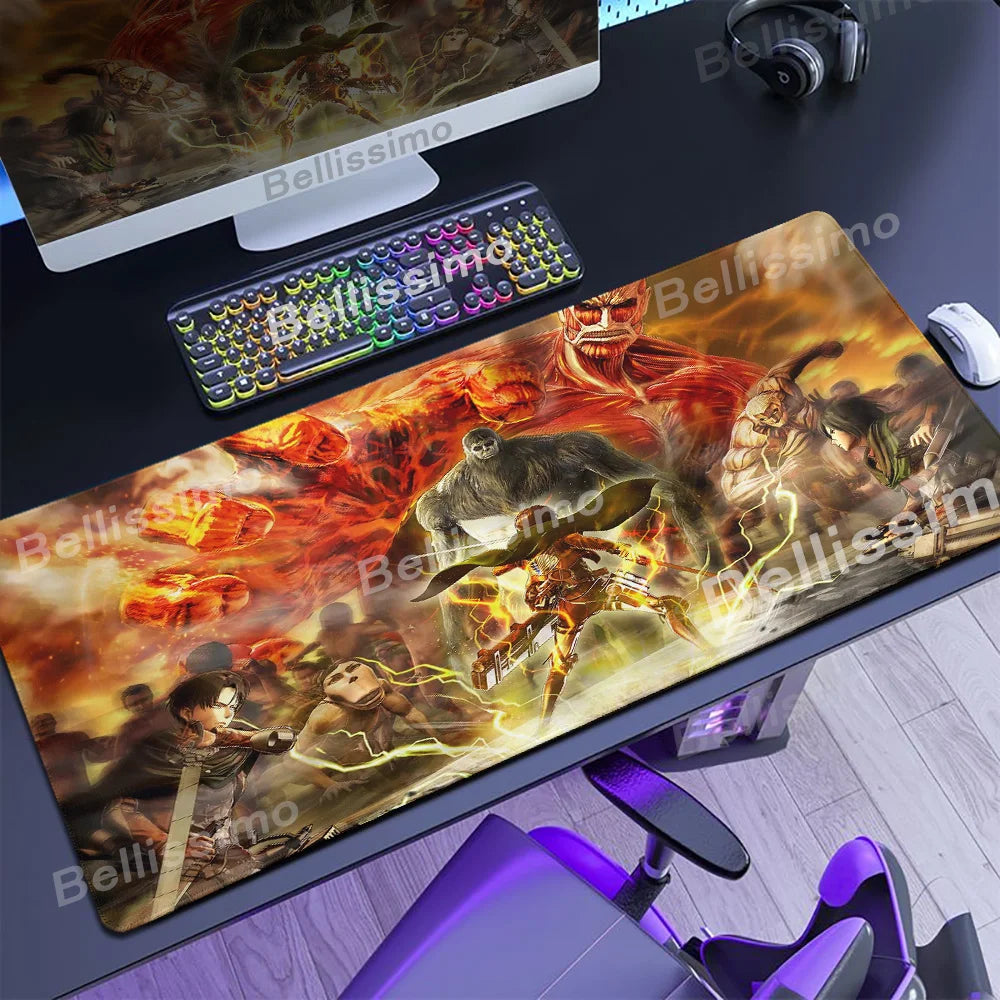 Anime Attack On Titan Mouse Pad Computer Non-slip Gaming Mousepad XXL Locking Edge Game PC Laptop Keyboard Mouse Mat Desk Carpet