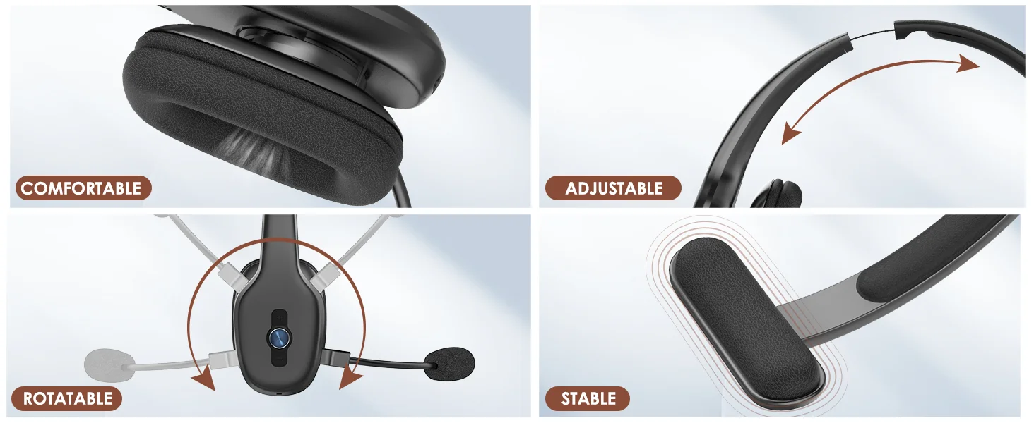 Wireless Trucker Bluetooth Headset with Mic – On-Ear Headset for Phone, PC & Home Office