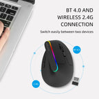Delux Ergonomic Vertical Wireless Mouse – Rechargeable, RGB, Bluetooth & 2.4G, 4,000 DPI, Silent Clicks, for Laptop & PC