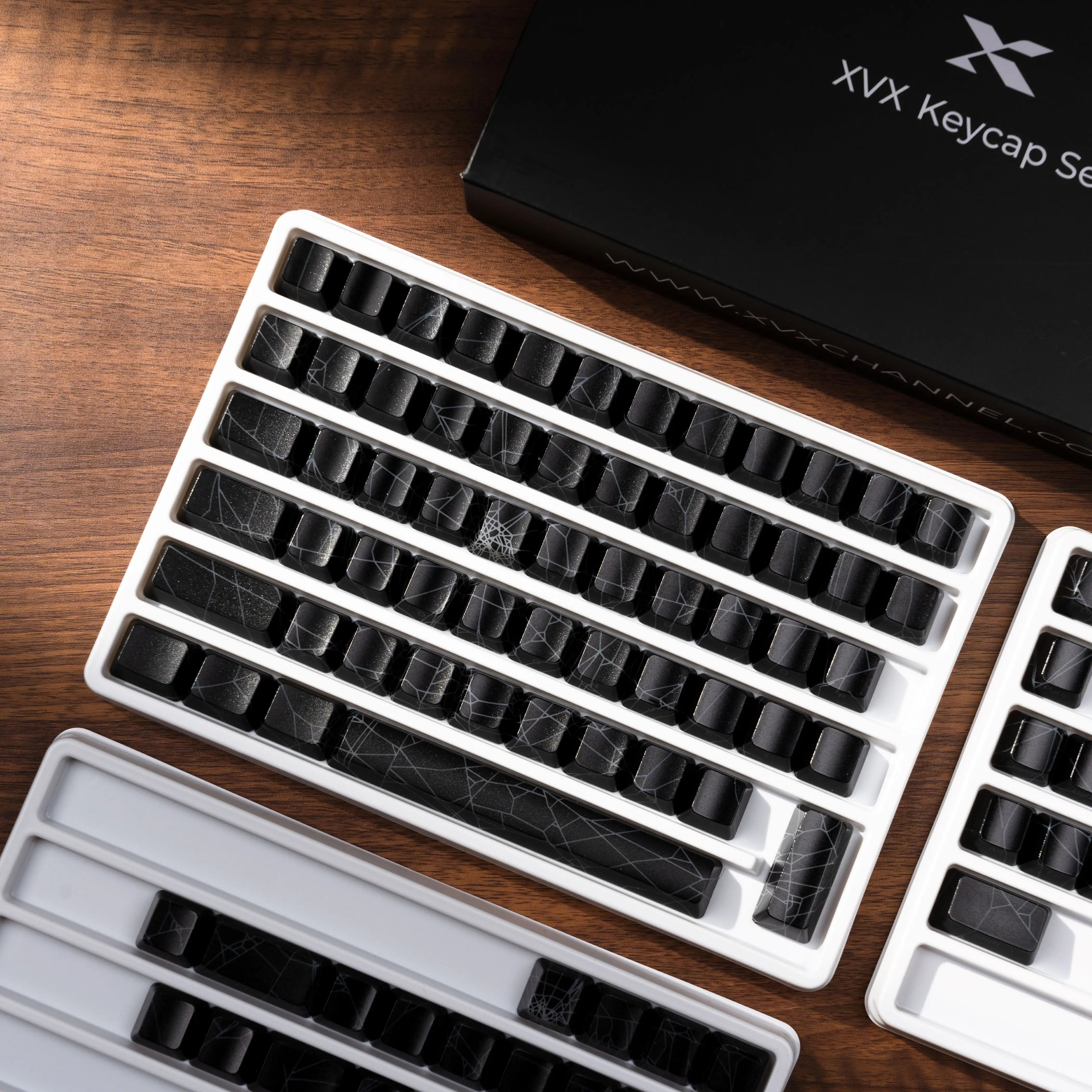 XVX Spider Web Keycaps – OEM Profile, Shine-Through IMD-Tech Keycap Set, 118 Keys, Black Backlight (Keycaps Only)