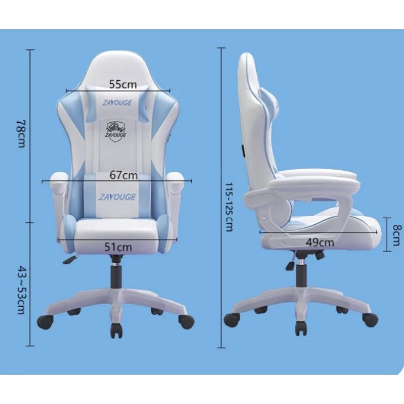 Ergonomic Gaming Chair - Comfortable Office Chair with Mute Rollers, Rotating Lift, Adjustable Backrest