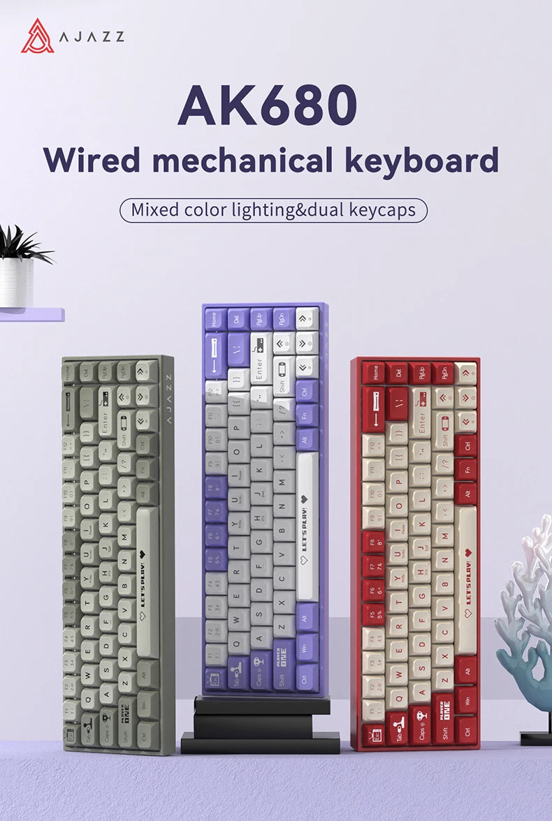 AJAZZ AK680 Mechanical Keyboard – 65%, Wired Gaming Keyboard, Hot-Swap, Mini Custom Keyboard with Gasket for PC & Laptop