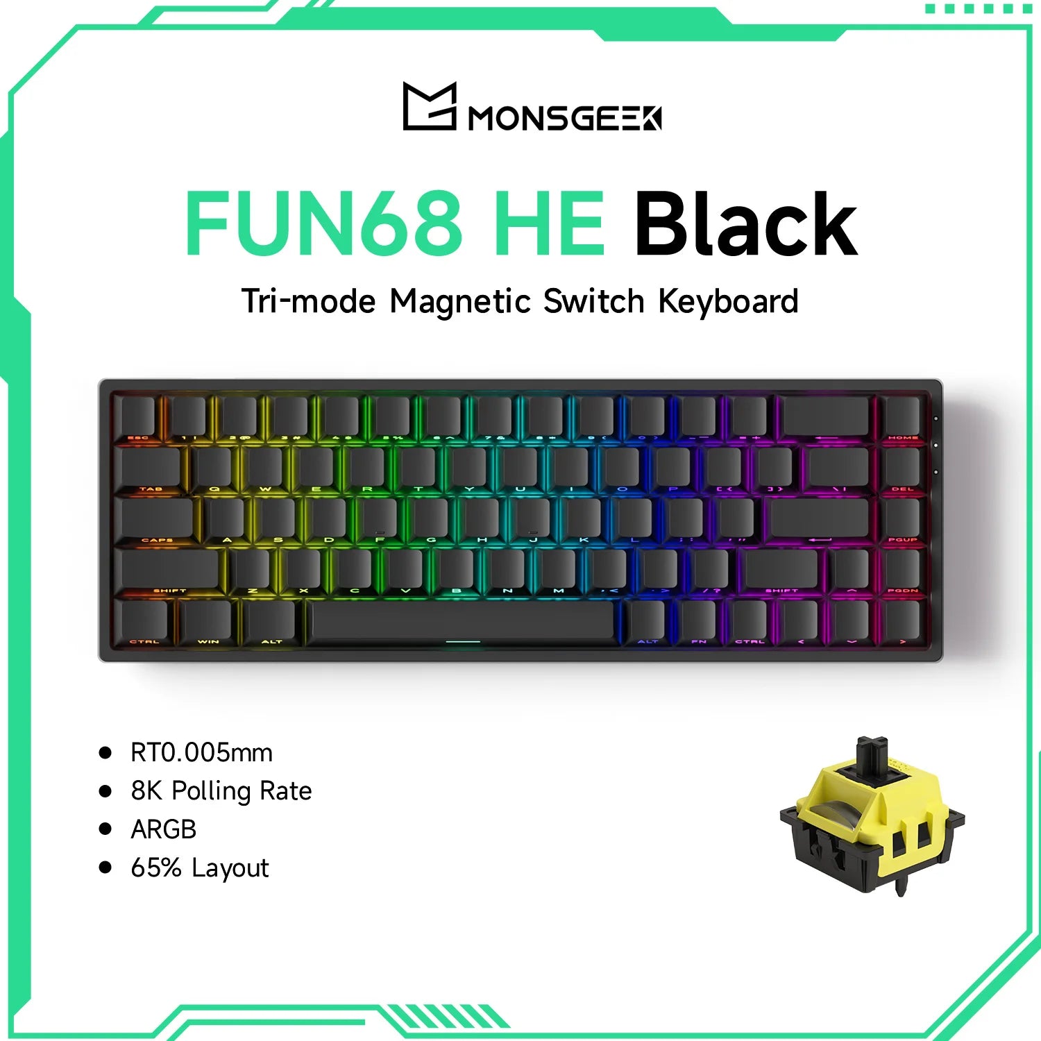Akko MonsGeek FUN68 / FUN60 PRO & MAX HE Magnetic Keyboards – 60% / 65%, Rapid Trigger, 8K, Custom Esports Gaming Keyboard