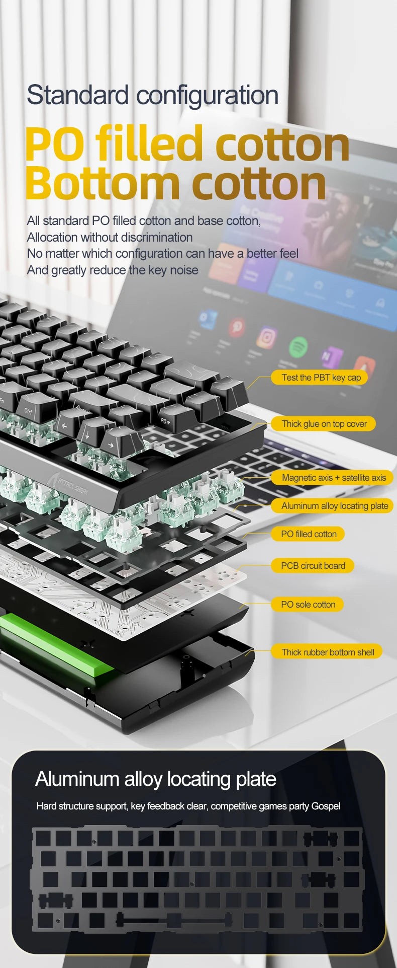 ATTACK SHARK X68HE Magnetic Mechanical Keyboard – Red Switch, Wired, 0.01mm Rapid Trigger, 8000Hz, SOCD/RS, 0.125ms, 128K Rate