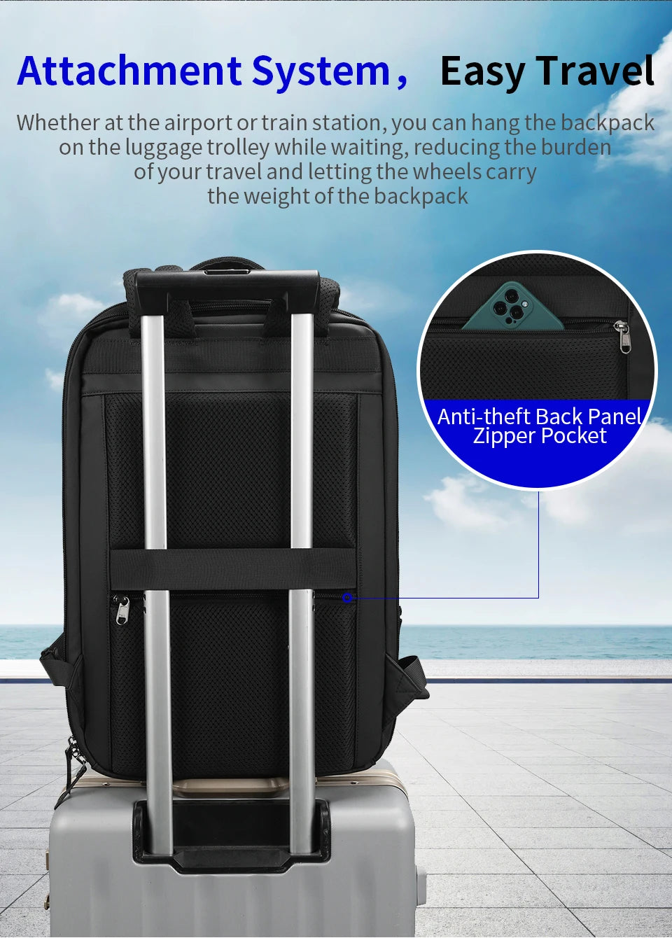 Tigernu Men's 15.6-17 Inch Laptop Backpack - Slim Anti-Theft Travel Backpack for School & Business