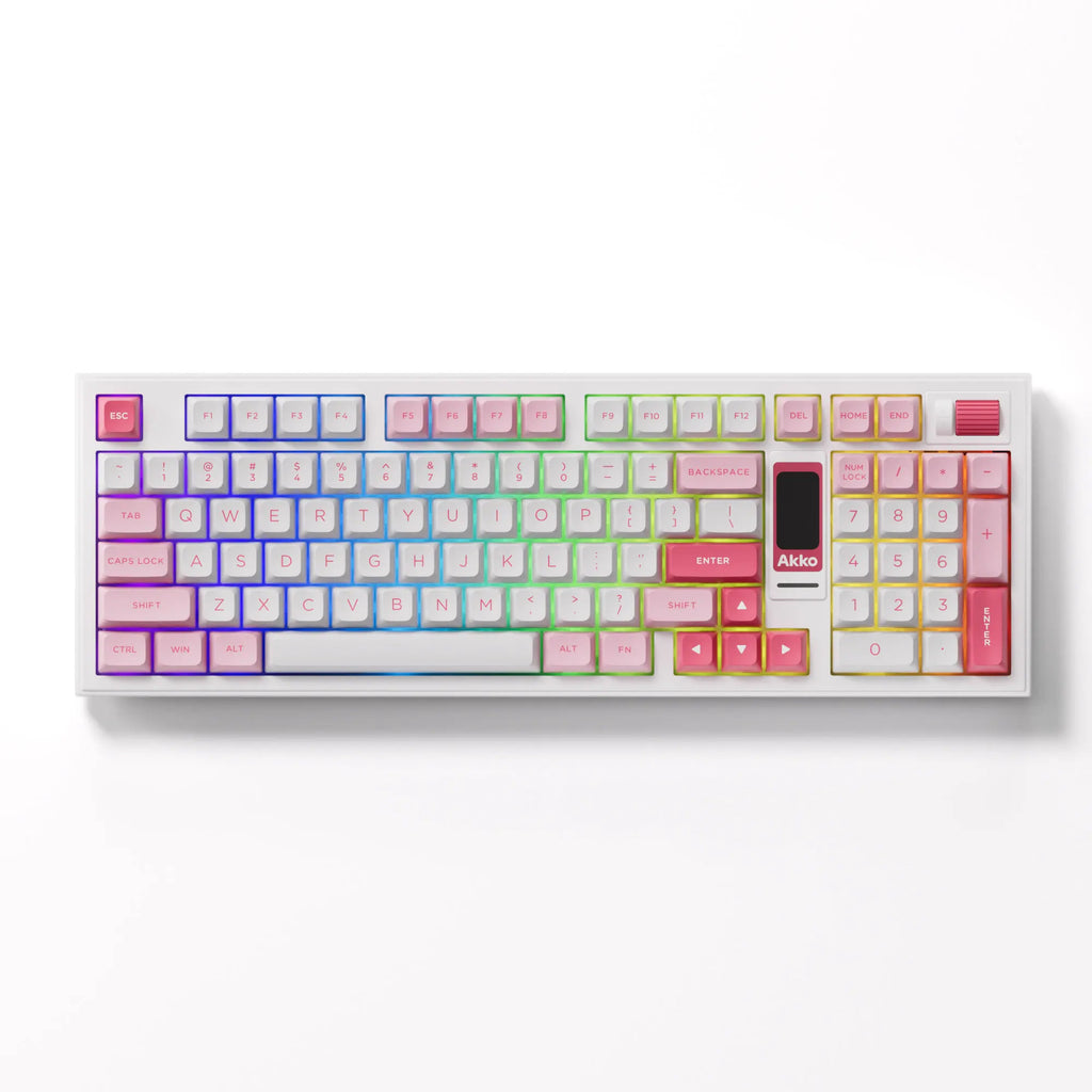 Akko 5098B Prunus Lannesiana Mechanical Keyboard – 96 Keys, Wireless, TFT Screen & Vertical Knob, Hot-Swap, RGB, Gasket Mount