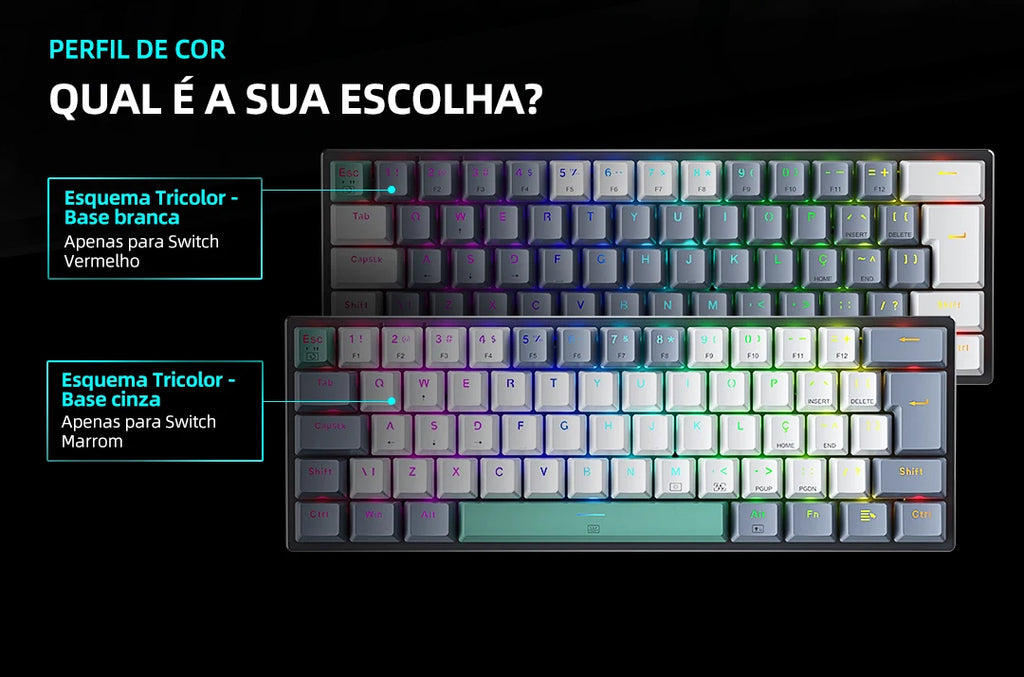 Machenike K500-B61 Mini Mechanical Keyboard – 60%, ABNT2 Layout, RGB Backlight, Hot-Swappable, NKRO, Wired Gaming Keyboard