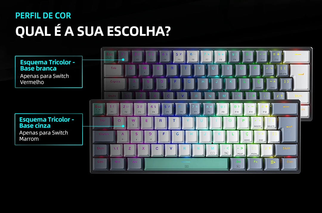 Machenike K500-B61 Mini Mechanical Keyboard – 60%, ABNT2 Layout, RGB Backlight, Hot-Swappable, NKRO, Wired Gaming Keyboard