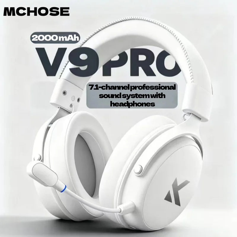MCHOSE V9 Pro Wireless Gaming Headset – 7.1 Surround Sound, Noise-Canceling Mic, Low Latency