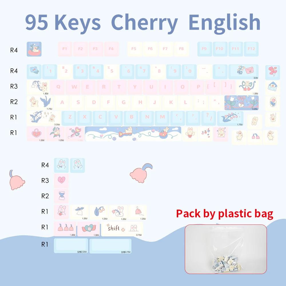 95 Keys Cherry Profile PBT Keycaps – Spark Conference Theme, for Gaming Mechanical Keyboard 61/64/68/75-Key Layouts, AULA F75 Compatible