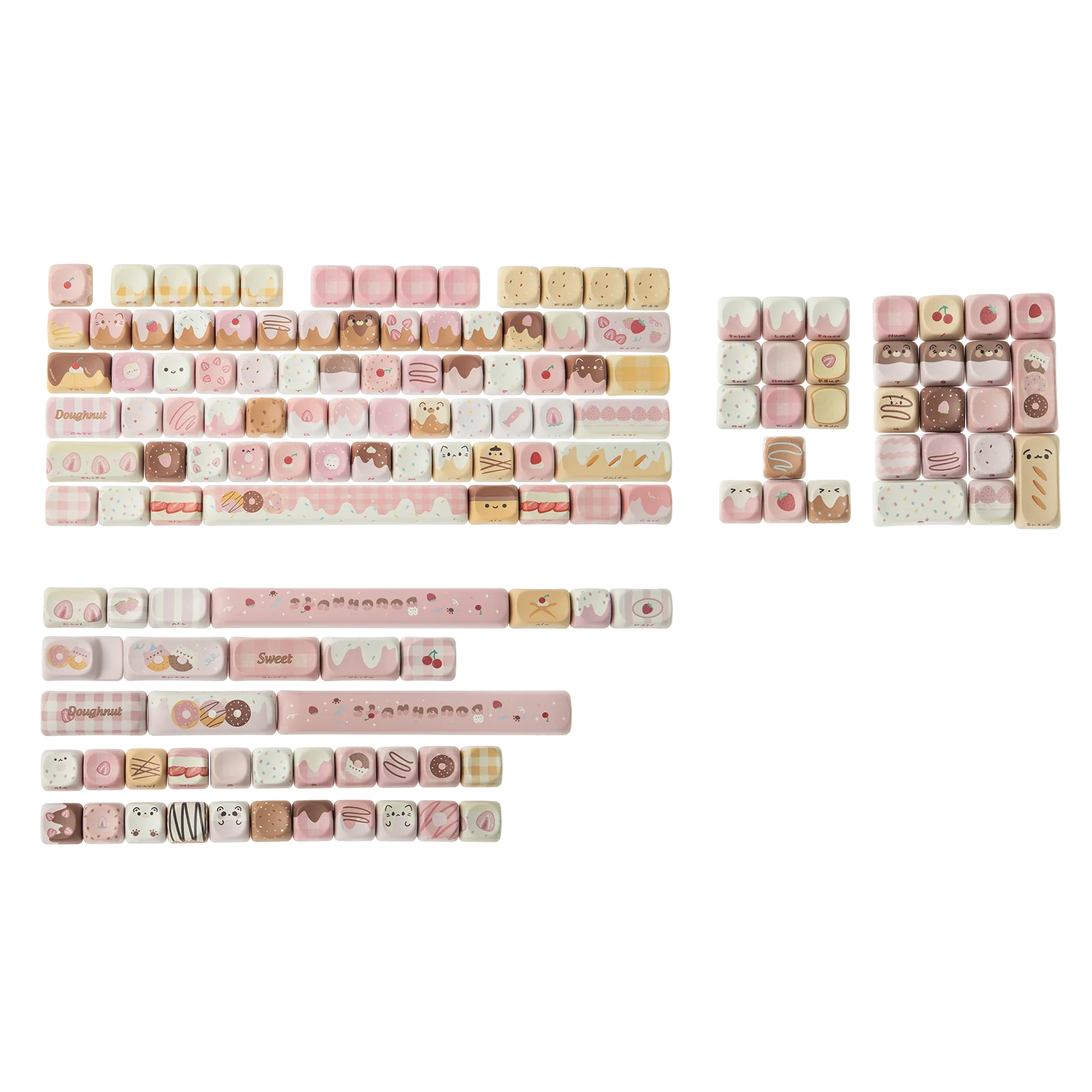 KiiBOOM Dough Fluff Keycap Set – 144 Keys (MOA) / 143 Keys (Cherry), Dye-Sublimation PBT, for 60% / 65% / 75% / TKL / Full-Size Mechanical Keyboards