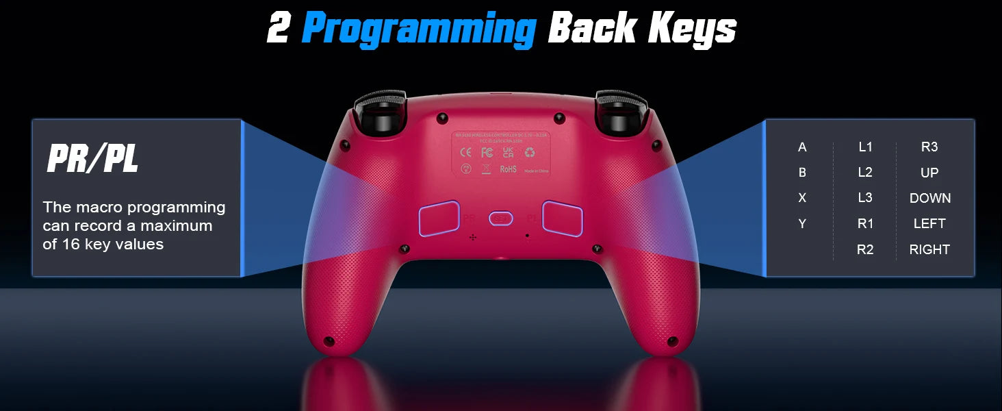 Controller for PS5/Playstion 5 Pro/Slim/PC Wireless Gamepad Hall Effect Trigger RGB Turbo Vibration Programmable Button Joystick