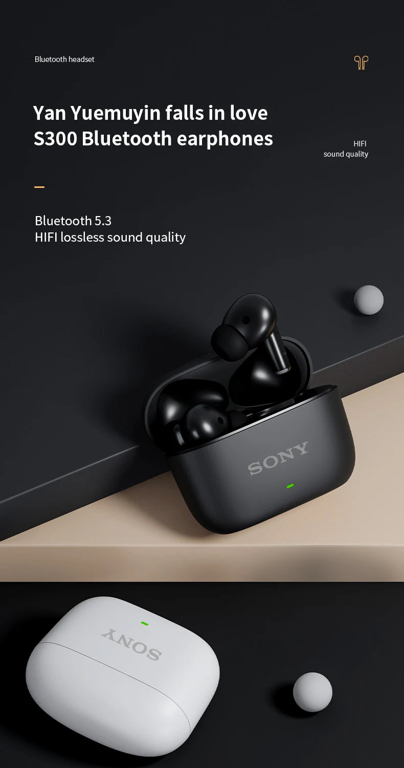 Original SONY S300 TWS Wireless In-Ear Bluetooth Earphones | Hi-Fi Stereo Sport & Gaming Waterproof Headset with Microphone