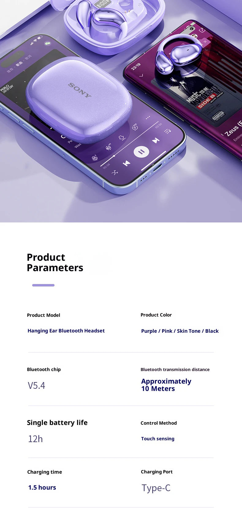 Original Sony X32 Wireless Bluetooth Headphones | Hi-Fi Sports Music Ear-Hook Style Headset with Microphone