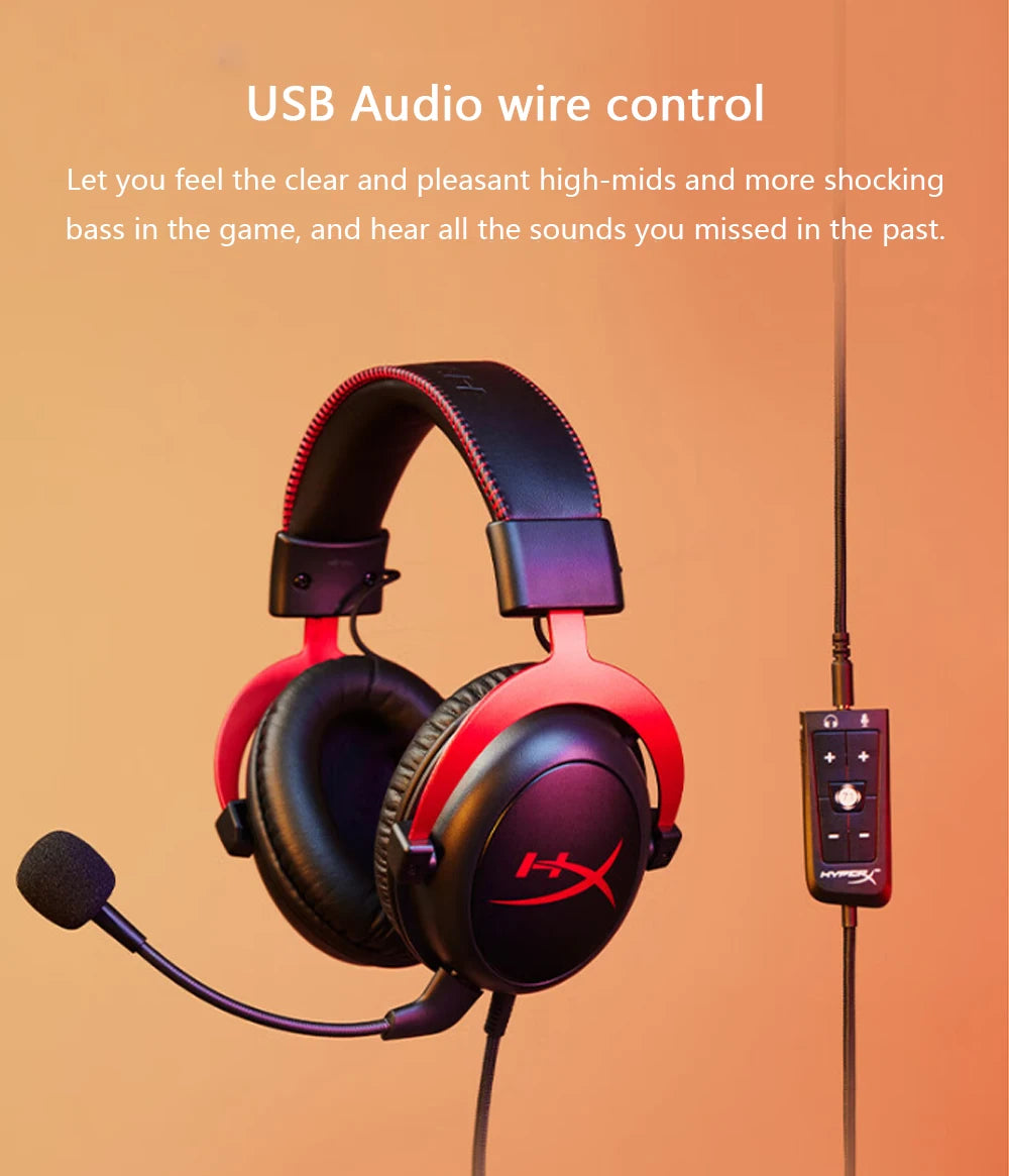 HyperX Cloud II Wired Gaming Headset – Hi-Fi 7.1 Surround Sound, Detachable Mic, USB Sound Card