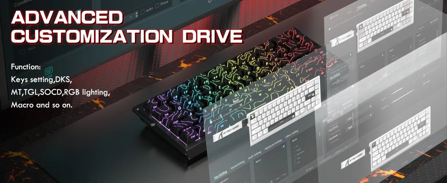 ATTACK SHARK X68 Pro HE Wireless Gaming Keyboard – 8K Polling, Rapid Trigger, Hot-Swap, RGB Backlit, Magnetic Mechanical Switches