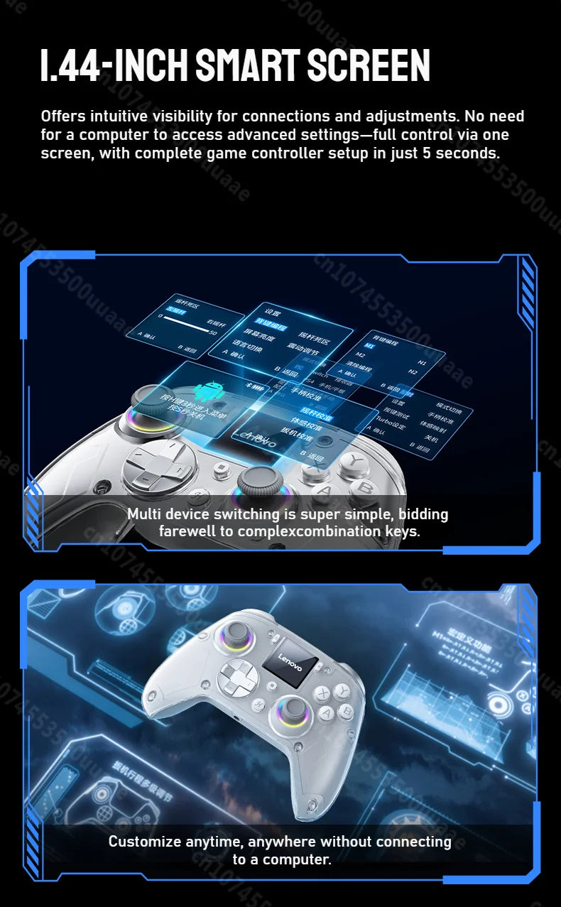 Lenovo X01 1.44inch Smart Screen Wireless Controller 3 Modes for Switch PS4 IOS Android PC TV Programmable Back-Button Gamepad