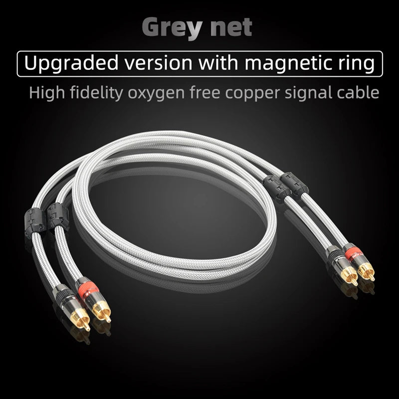 Hi-Fi 2RCA to 2RCA Audio Cable – High Quality 4N OFC, Male-to-Male RCA Cable, Independent Main-Core Shielding, One Pair