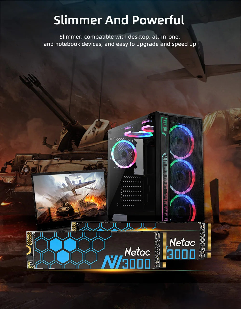 Netac NVMe SSD M2 1TB 2TB 500GB 250GB 3500MB/s SSD PCIe3.0 M.2 2280 SInternal Solid State Drives Disk NV3000 for Laptop Desktop