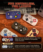 INE Retro Red Pocket Controller - Hall Effect Joysticks, 1000Hz Polling Rate, 6-Axis Gyro, Portable for Switch/PC/Mobile
