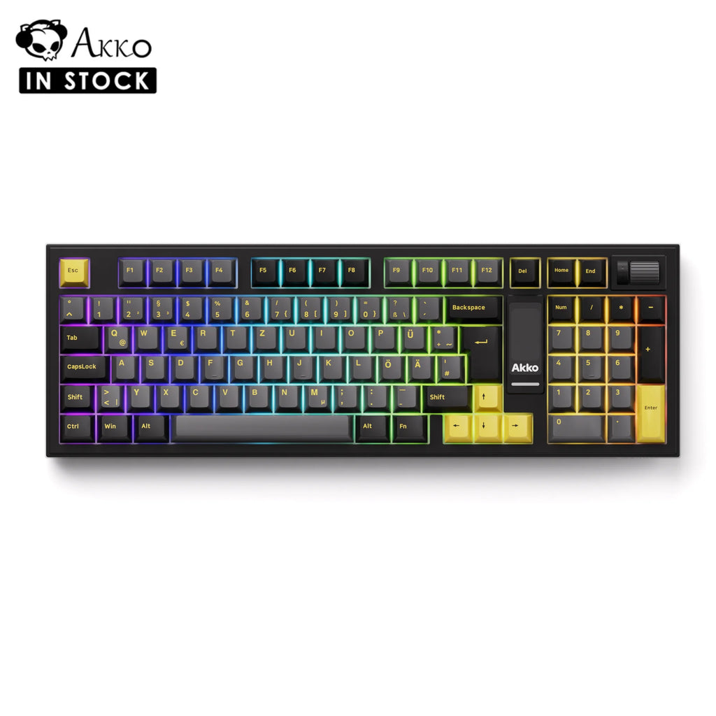 Akko 5098B Wireless Mechanical Gaming Keyboard – 97 Keys, 1.47-inch TFT Screen, Vertical Knob, ISO-DE Layout, Hot-Swap, RGB Gasket